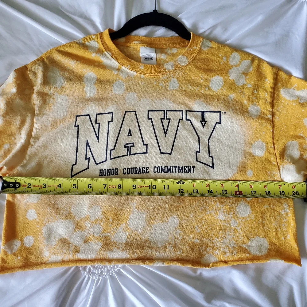 Navy‎ bleached distressed cropped t-shirt - Picture 6 of 6